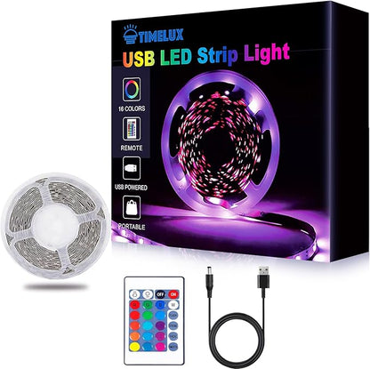 Timelux 20ft LED Strip Lights Color Changing Mood lamp USB 5V Operated RGB 5050 by Unknown