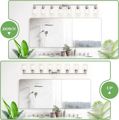 Guliaofo 8-Light Brushed Nickel Vanity Lights, Modern Bathroom Light Fixtures - Image 4