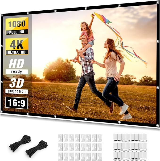 Projector Screen 150 inch, Taotique 4K Movie Projector Screen 16:9 HD Foldable by Taotique