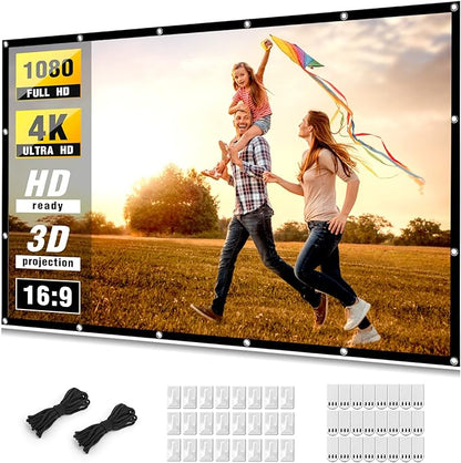Projector Screen 150 inch, Taotique 4K Movie Projector Screen 16:9 HD Foldable by Taotique