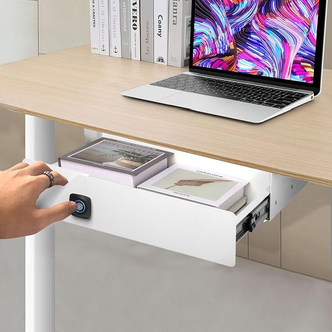 Lumil Under Desk Drawer with Lock, 16 inch Under Desk Storage Drawer, Under by Lumil