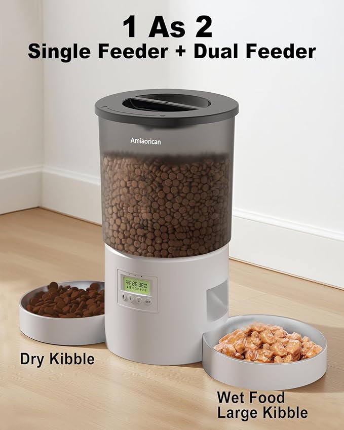 Automatic Cat Feeder for 2 Cats, 4.2L Programmable 1-6 Meals Portion Control - Image 7