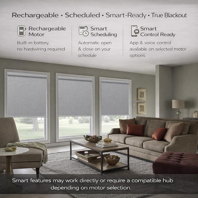 Zshine Motorized Blackout Window Blinds Customize Width Remote Control Wireless - Image 2