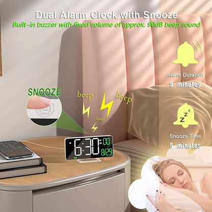 KOSUMOSU Digital Clock for Bedroom, 6.7" Desk Clock LED - Image 6
