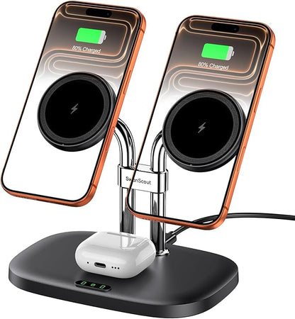 SwanScout Wireless Charger for iPhone Air/17, SwanScout 706M, Dual Magnetic by SwanScout