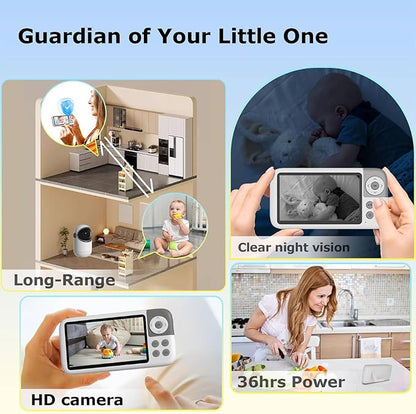 5'' Video Baby Monitor with Camera and Audio, 36-Hrs Battery Life, HD Camera - Image 2