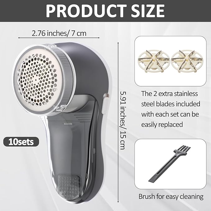 Ferrochef 10 Pack Fabric Shaver and Lint Remover, Sweater Defuzzer - Image 2