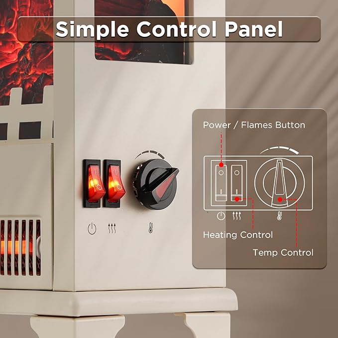 TURBRO Suburbs TS17Q Infrared Electric Fireplace Stove, Realistic Flame - Image 5