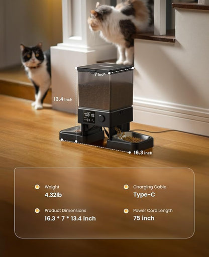 oneisall Automatic Cat Feeder for 2 Cats, 20 Cups/5L Automatic Cat Food - Image 9