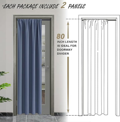 JIUZHEN Blackout Doorway Curtains 80 inch Length - Image 2