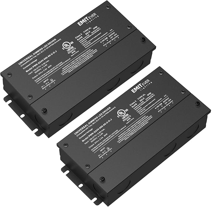 EMITEVER Dimmable Led Driver, 2 Packs 60W AC 110V-277V to DC 24V Transformer by EMITEVER