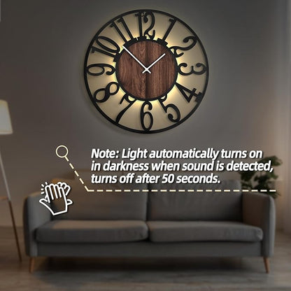 LEIKE Large Wall Clocks with Night Light Battery Operated, Silent Non Ticking - Image 5