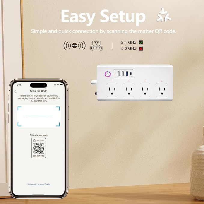 Matter Smart Power Strip, WiFi Flat Plug Strip - Image 5