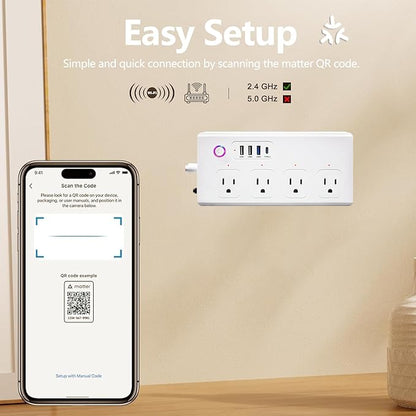 Matter Smart Power Strip, WiFi Flat Plug Strip - Image 5
