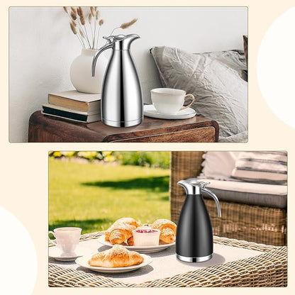 Uiifan 2 Pcs 68 oz Thermal Coffee Carafe Insulated Stainless Steel Coffee Carafe - Image 6