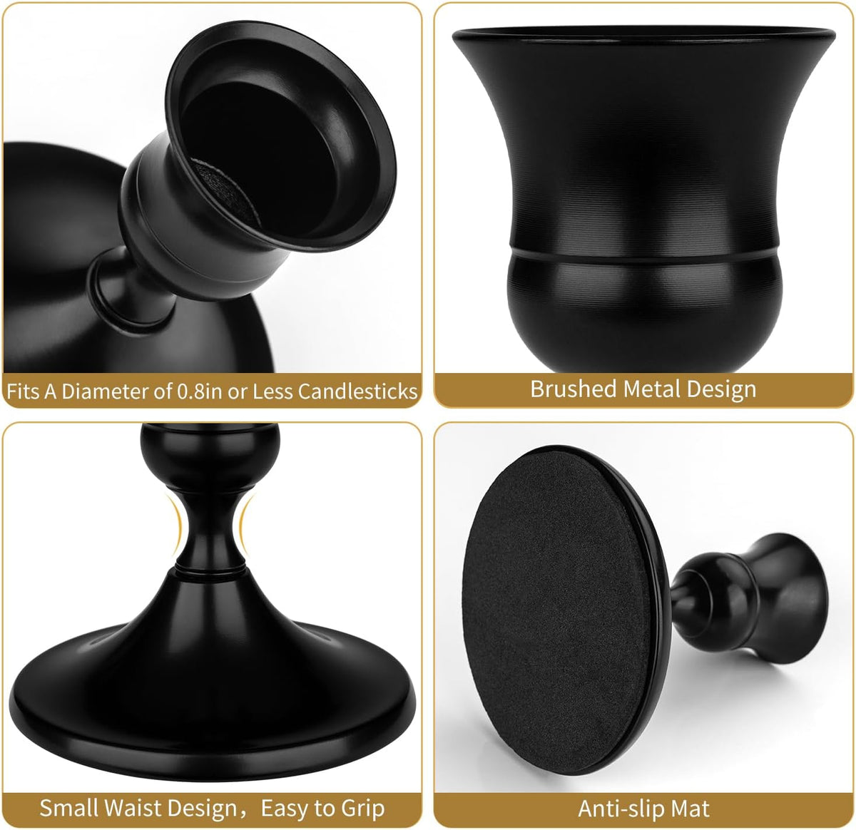 Black Candle Holder Taper Candle Holders, Set of 24 Candlestick Holders Decor...