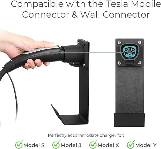 Lectron Tesla NACS Electric Vehicle Charger Nozzle Holster Dock & J-Hook - Image 2
