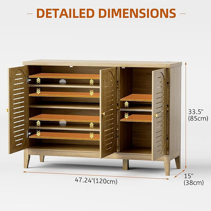Vlsrka Shoe Cabinet with 3 Doors, Narrow Wooden Shoe Cabinet, Outdoor Hidden - Image 2