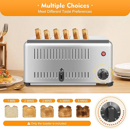 6 Slices Toaster, 1680W Commercial Bread Baking Machine - Image 4