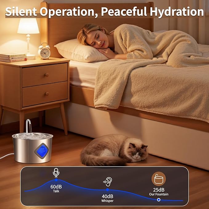 Cat Water Fountain Stainless Steel: 108oz/3.2L Automatic Pet Water Fountain - Image 3