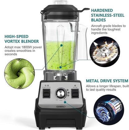 OMMO Blender 1800W, Professional High Speed Countertop Blender - Image 4