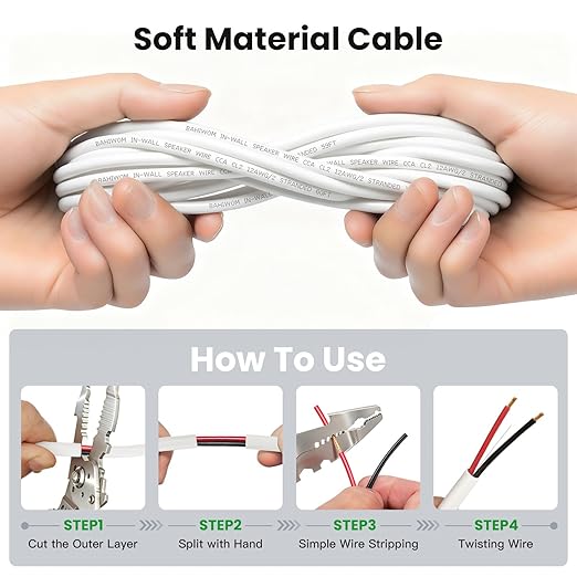 BAHIWOM Fire Safety CL2 Speaker Wire in-Wall & in-Ceiling 12 Gauge Wire 200 FT - Image 5