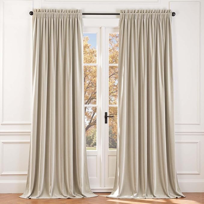Lazzzy Velvet Blackout Extra Long Curtains Thermal Insulated Room Window Drapes by Lazzzy