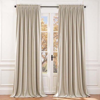 Lazzzy Velvet Blackout Extra Long Curtains Thermal Insulated Room Window Drapes by Lazzzy
