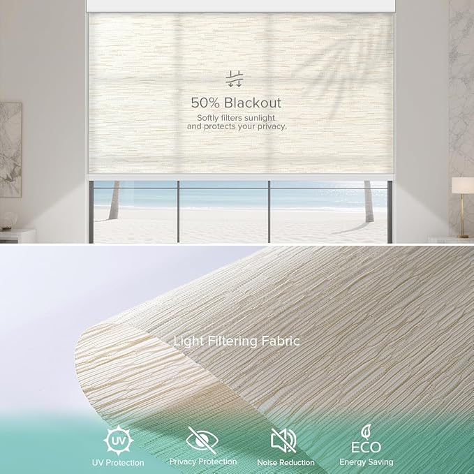 Kilonity Motorized Roller Shades, Light Filtering Remote Control Custom Window - Image 4