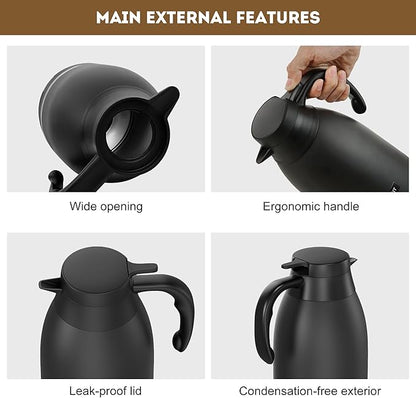 Thermal Coffee Carafe 2L/68 Oz Double-Wall Vacuum 304 Stainless Steel Insulated - Image 8