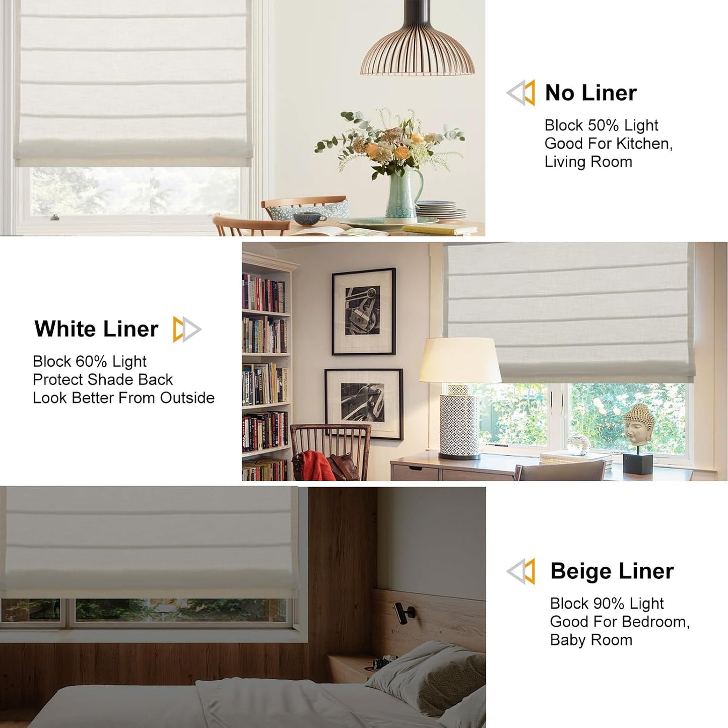 Cordless Linen Roman Shades, Natural Custom Fabric Room Darkening Roman Window Shades Blinds for Doors, French Doors, Kitchen Windows, Bathroom Windows