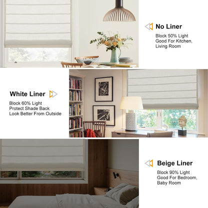 Cordless Linen Roman Shades, Natural Custom Fabric Room Darkening Roman Window Shades Blinds for Doors, French Doors, Kitchen Windows, Bathroom Windows