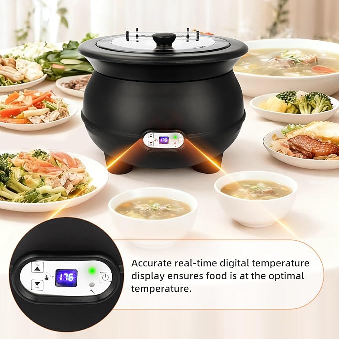 YUANHAO 8 Qt. Black Soup Kettle Warmer - 120V - Image 7
