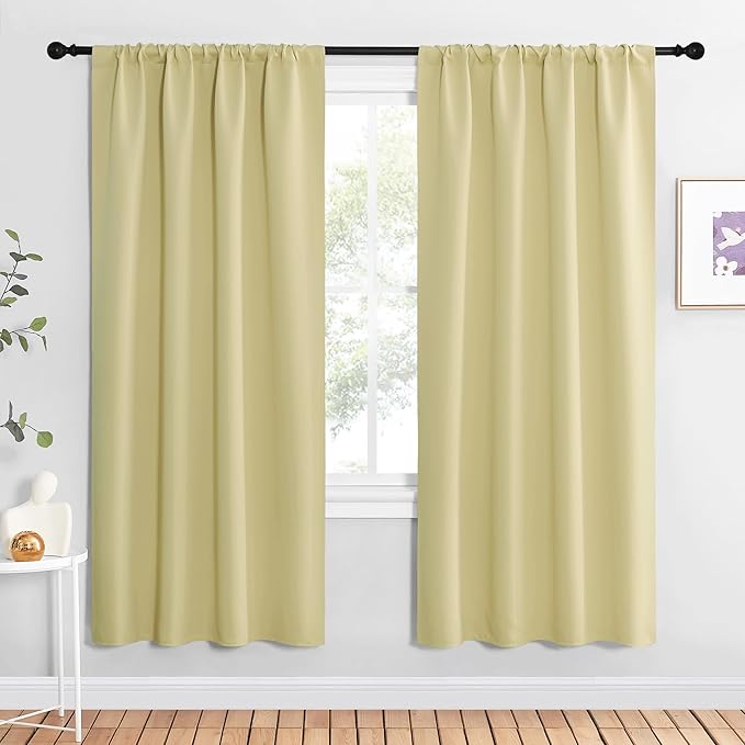 NICETOWN Blackout Curtains for Living Curtains, Paler Yellow, 2 Panels by NICETOWN