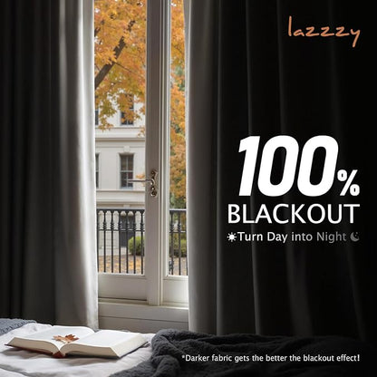 Lazzzy White Blackout Velvet Curtains - Image 4
