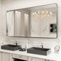 LOAAO 72X36 Inch Brushed Nickel Bathroom Mirror, Rounded Rectangle Silver Metal by LOAAO