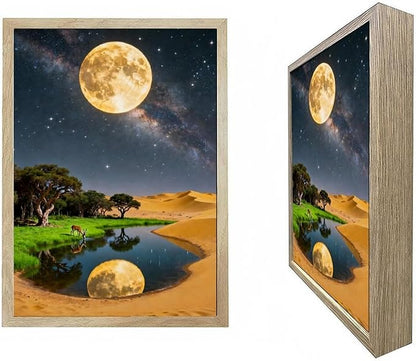 URVIP LED Glowing Photo Frame, 3D Starry-Sky Blue Moon Wall Art, 9x12 Inches by URVIP