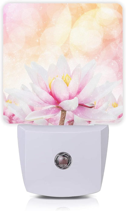 Smoaffly Pink Water Lily Lotus Night Light Plug-in LED Nightlights Auto Sensor by Smoaffly