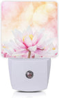 Smoaffly Pink Water Lily Lotus Night Light Plug-in LED Nightlights Auto Sensor by Smoaffly