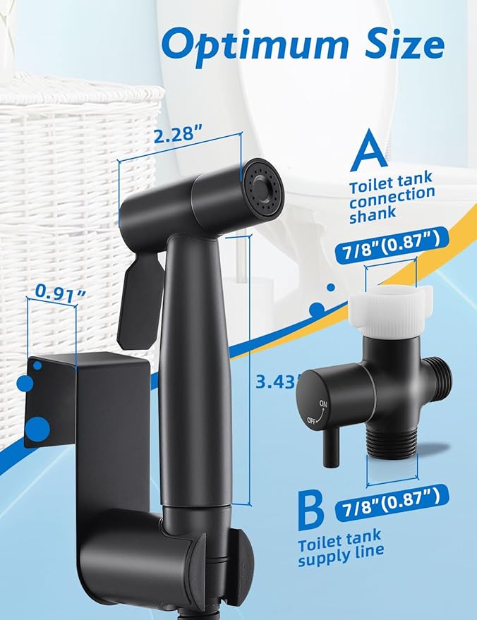 Black Handheld Bidet Sprayer for Toilet, Jet Sprayer for Toilet Muslim Shower - Image 2