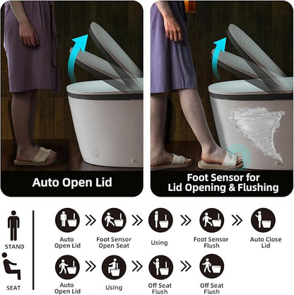 WOODBRIDGE Smart Toilet with Auto Open/Close, 1000g MaP Flush Score, Foam Shield - Image 4