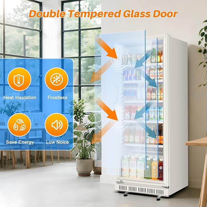 Commercial Beverage Refrigerator, 24.5" Glass Door Display Fridge, 15 Cu.Ft - Image 4