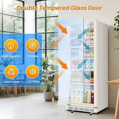 Commercial Beverage Refrigerator, 24.5" Glass Door Display Fridge, 15 Cu.Ft - Image 4