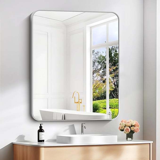 30" x 36"Bathroom Mirror, Decorative Rectangular Vanity Mirror by DESBING