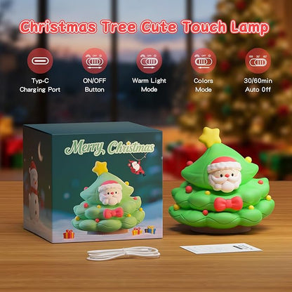 ICARER FAMILY Christmas Tree Night Light, Touch Control LED Lamp, Silicone Green - Image 6