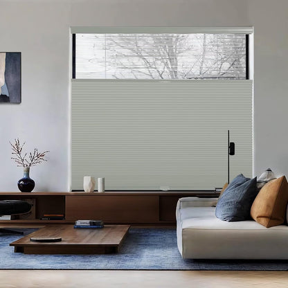Top Down Bottom Up（TDBU） Cellular Shades, 1.5 inch Cordless Blackout Honeycomb Pleated Blinds for Windows Home Bedroom Office, Light Control, Thermal Insulated, 35" W x 64" H, Gray