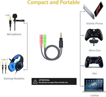 MillSO Headset Adapter, 3.3 Feet 3.5mm Mic and Audio Headphone Splitter CTIA 4 - Image 5