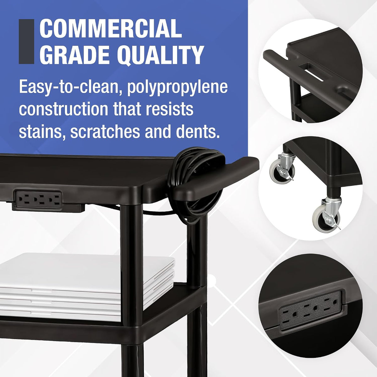 norwood commercial furniture mobile utility av cart with showing dimensions