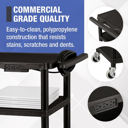 norwood commercial furniture mobile utility av cart with showing dimensions