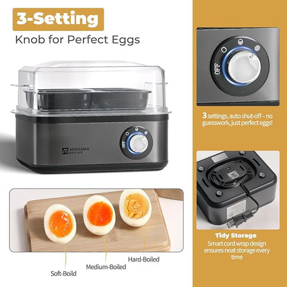 Annie & Mia Design Electric Egg Cooker, Stainless Steel 8 Egg Capacity egg - Image 2